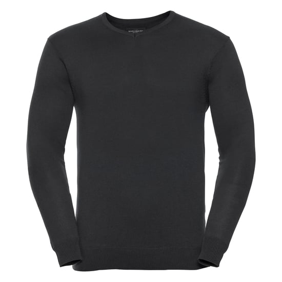 Russell Collection Mens V-Neck Knitted Pullover Sweatshirt (Black)