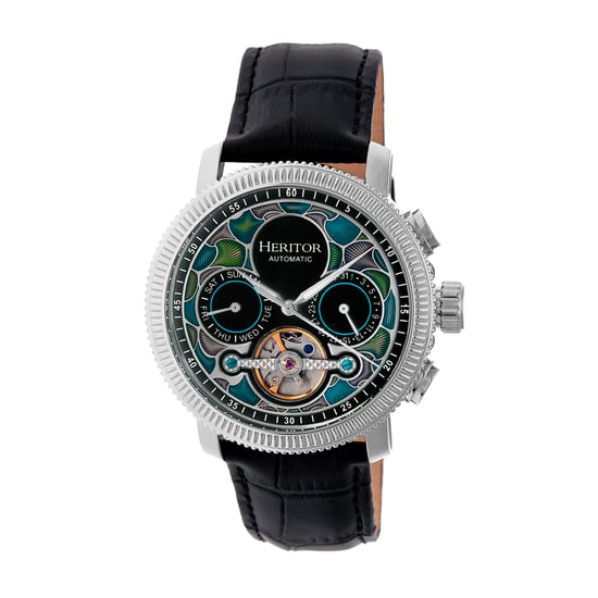 Heritor Automatic Aura Men's Semi-Skeleton Leather-Band Watch