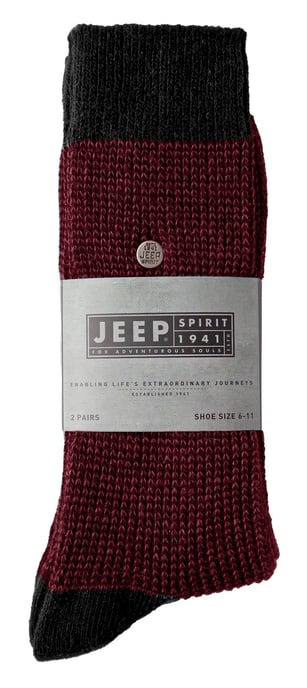 Heren Katoenen Dress Sokken | Jeep | Midgewicht Gebreide Spirit Sokken, Casual Geribbelde Patroon Iedere Dag Sokken - Marineblauw / Paars - Image 2