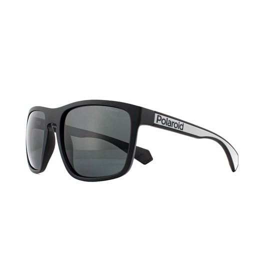 Polaroid Rectangle Mens Matte Black Grey Polarized Sunglasses