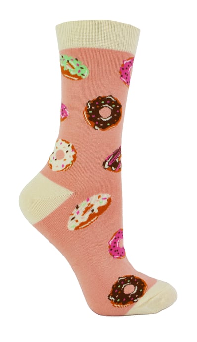 Miss Sparrow Damesnieuwigheid patroon bamboe sokken - Donuts (Roze) - Image 1