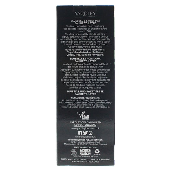 Yardley Bluebell and Sweetpea Eau De Toilette 125ML
