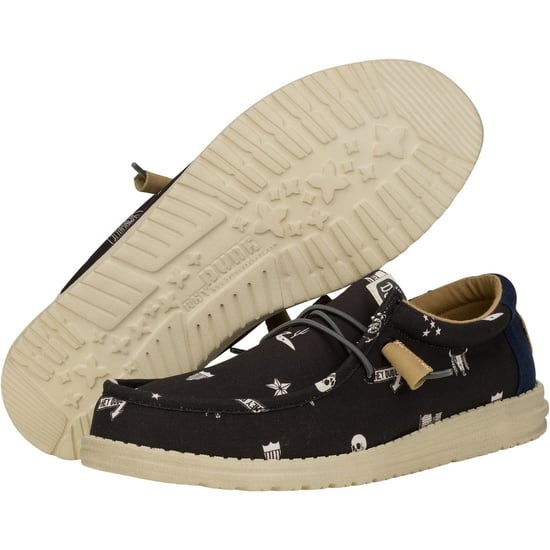 HEYDUDE Wally Stars n Skulls 100% Katoenen Heren Zwarte Bootschoenen - Image 3