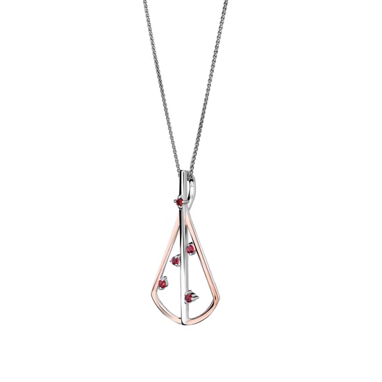 Orphelia 'Sacha' Dames 925 Sterling Zilveren Ketting met Bedel - Zilver/Roze ZH-7496 - Image 2