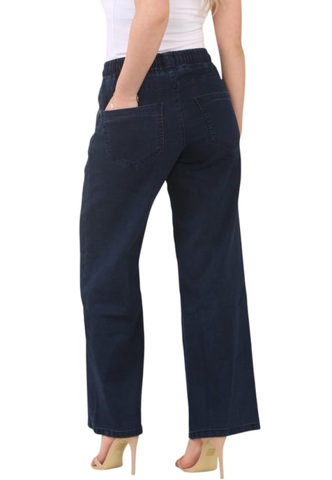 MYT Womens Elasticated High Waist Wide Leg Jeans in Donkerblauw - Image 2