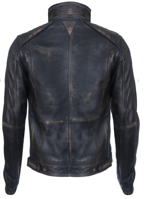 Leather Biker Distressed Motorcycle Jacket