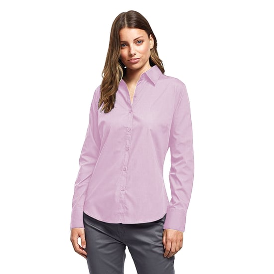Premier Dames/Dames Popeline Blouse met Lange Mouwen (Roze) - Image 3