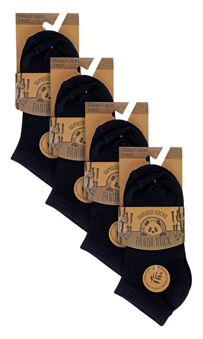 12 Paar Multipack Kinder Bamboe Trainer Sokken | Jongens Liner Sokken Ankle Wit - Zwart - Image 2