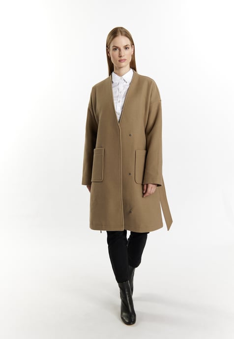 Dreimaster Overgangsjas in wollen look Dames Grijsbeige - Image 2
