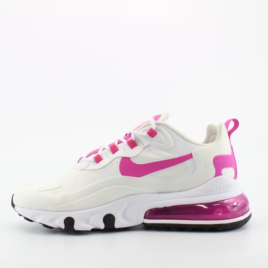 Nike Air Max 270 React White Textile Womens Lace Up Trainers CJ0619 100