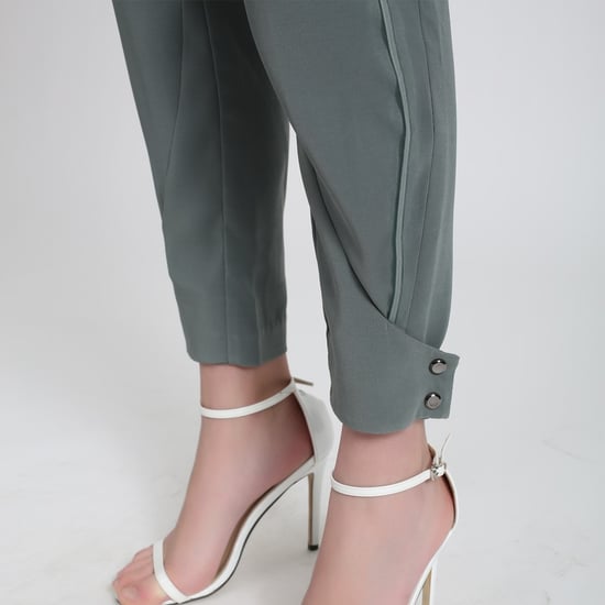 Bi-materiaal taps toelopende broek - Image 3