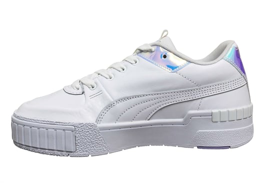 Puma Cali Sport Glow White Leather Low Lace Up Womens Trainers 373083 01