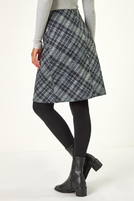 Elastic Waist Check Print Pocket Pencil Skirt