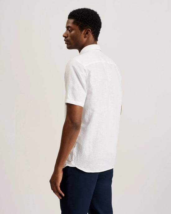 Ted Baker Palomas Heren Korte Mouwen Linnen Shirt - Image 4