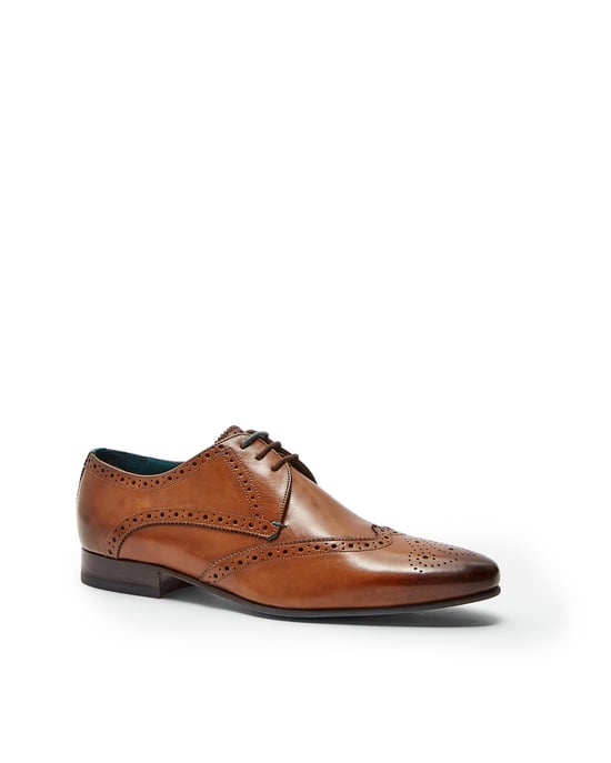 Ted Baker Hosei Leather Wing Cap Brogues, Tan