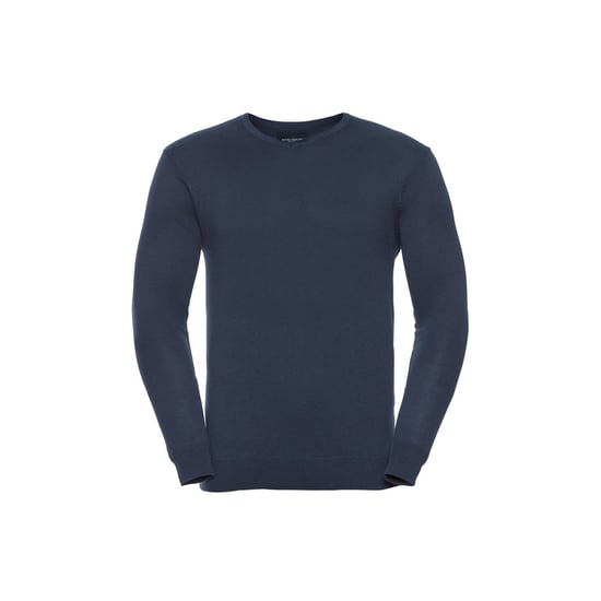 Russell Collection Heren Sweatshirt Katoen Acryl V Hals (Franse marine) - Image 1