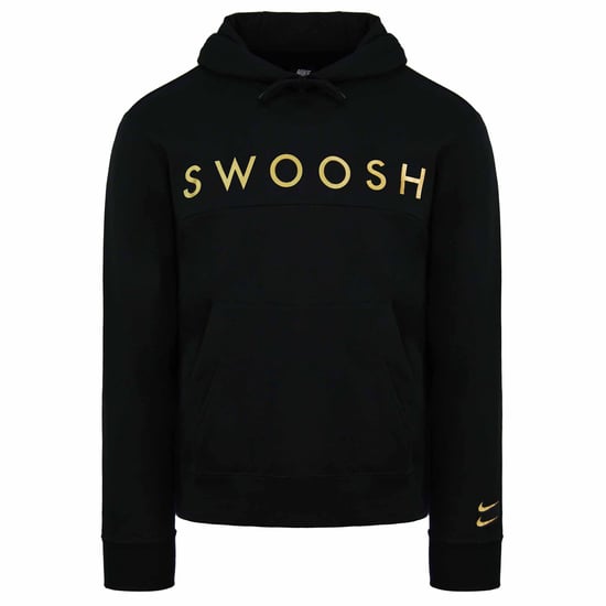 Nike Standard Fit Swoosh Logo Long Sleeve Pullover Black Mens Hoodie DC2587 010