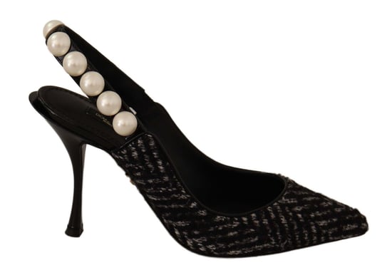 Dolce & Gabbana Zwarte Grijze Pareltjes Slingbacks Dames Pumps Schoenen - Image 1