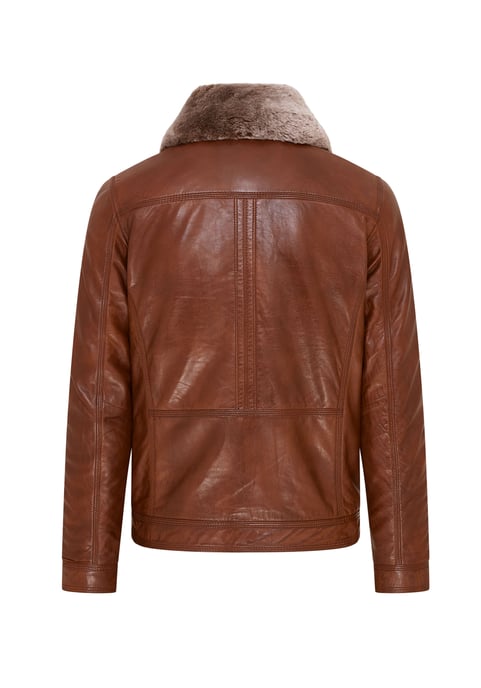 Mens Tan Trucker Shirt Leather Jacket- Tornio