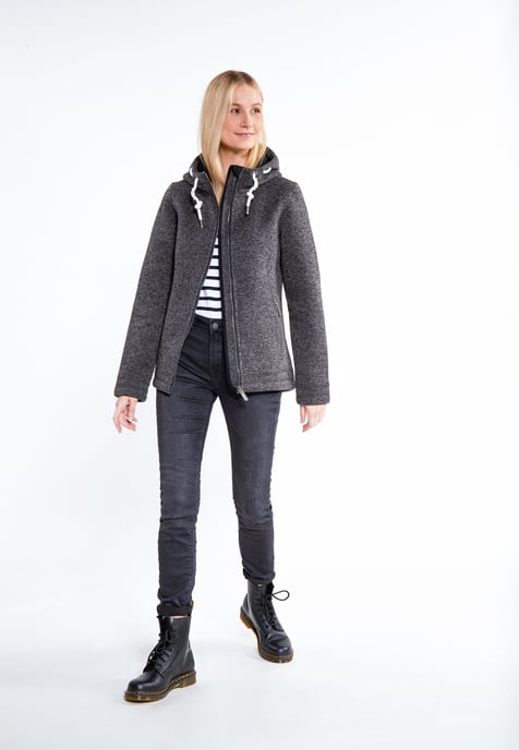 ICEBOUND Gebreide fleece jas Dames grijs melange - Image 1
