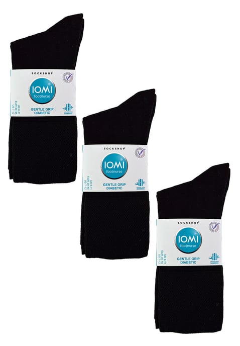 IOMI - Set van 6 naadloze bamboesokken voor diabetischei - Zwart - Image 2