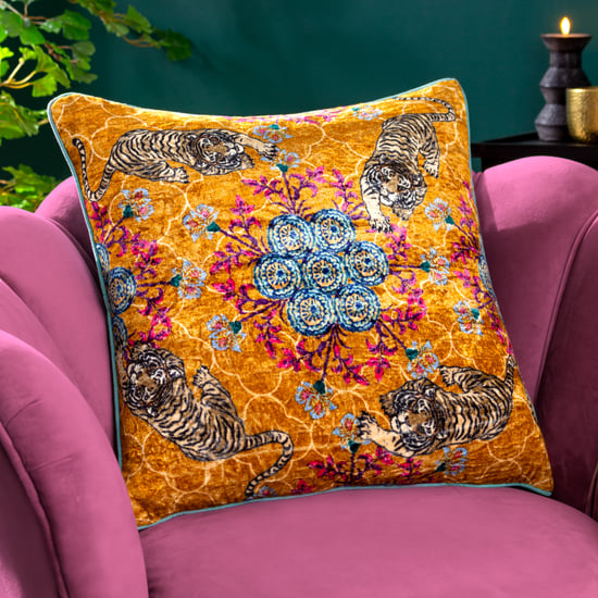 Wylder Tropics Tigerscope Velvet Piped Cushion Cover - Image 5