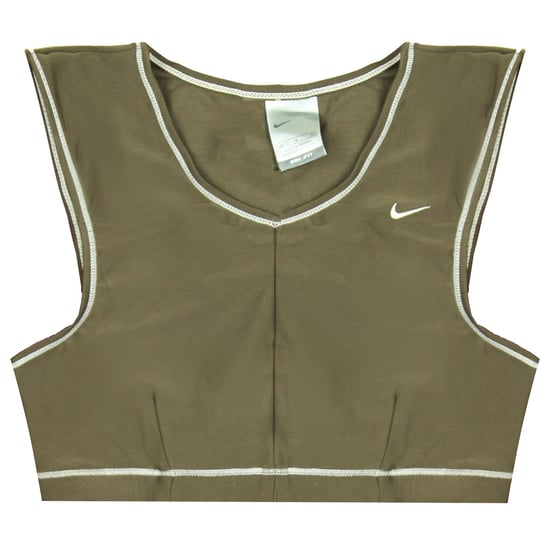 Nike Dri-Fit Sports Bra Fitness V-Neck Brown Sleeveless Training Top 222665 204
