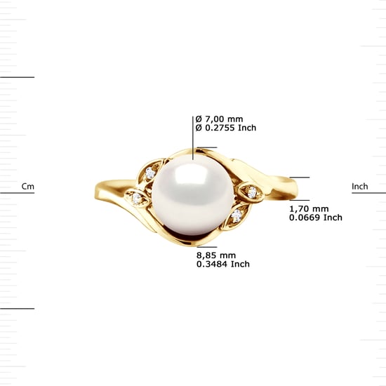 DIADEMA - Ring - Yellow Gold - Real Freshwater Pearls - White