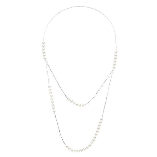 Double Long Necklace Prestige - Real Cultured Freshwater Pearls 5-6 mm