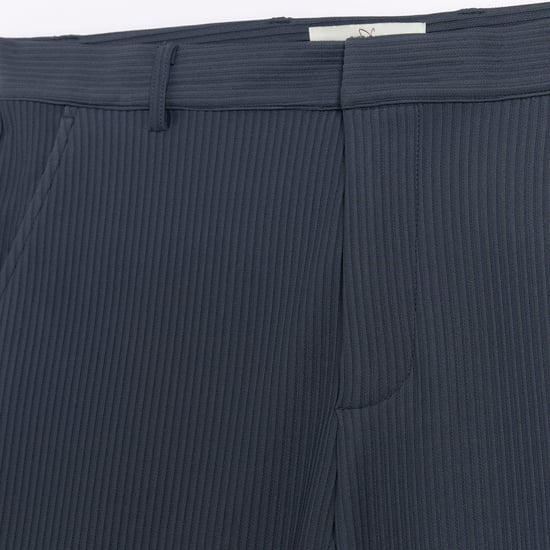 River Island Mens Smart Trousers Blue Tapered Fit Plisse