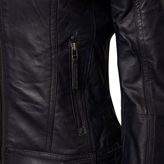 Elle Ladies Leather Jacket Navy