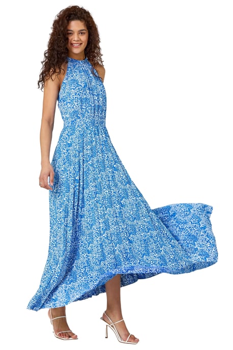 Ditsy Floral Halter Neck Maxi Dress - Image 1