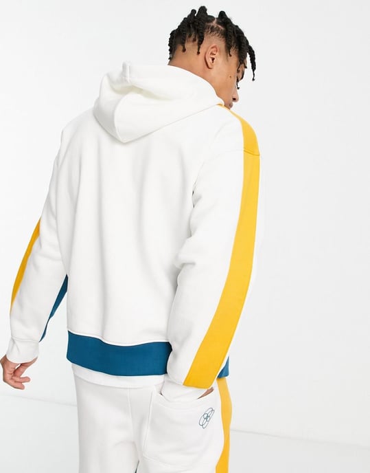 Topman oversized colour block hoodie in teal-Green