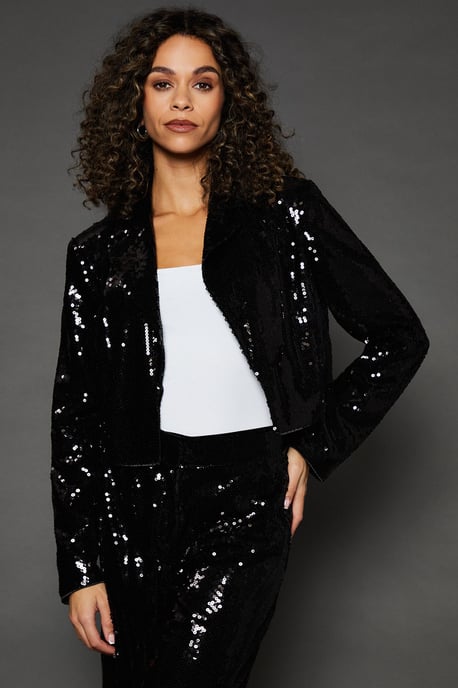 Sequin Crop Blazer