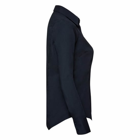 Russell Collection Ladies/Womens Long Sleeve Poly-Cotton Easy Care Fitted Poplin Shirt (French Navy)