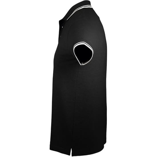 SOLS Mens Pasadena Tipped Short Sleeve Pique Polo Shirt (Black/White)