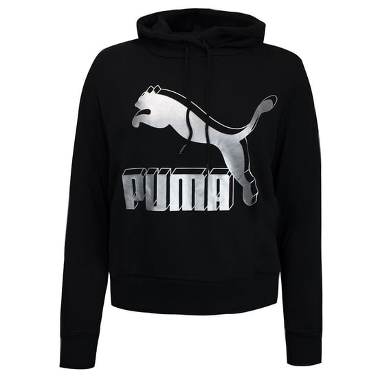 Puma Graphic Logo Long Sleeve Pullover Black Womens Hoodie 595915 71