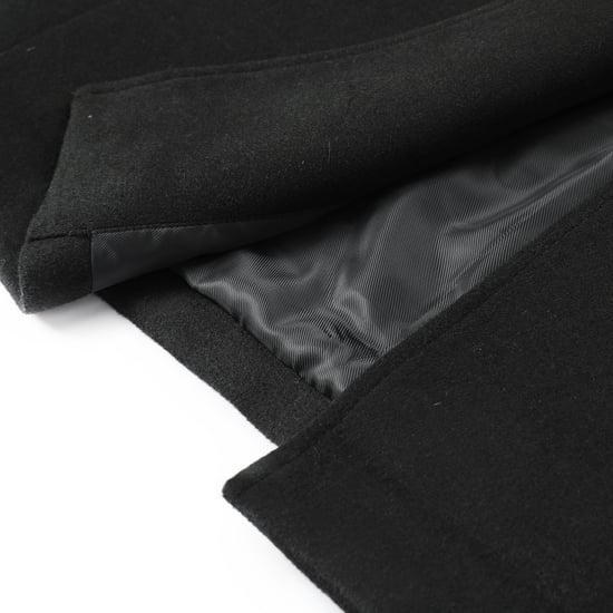 Heren Knielange Winter Wollen Jas Slim Fit Turn-Down Kraag Zakelijke Jassen Zwart - Image 6