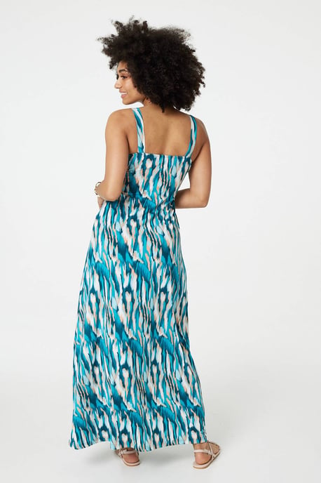 Green Printed Empire Waist Maxi Dress