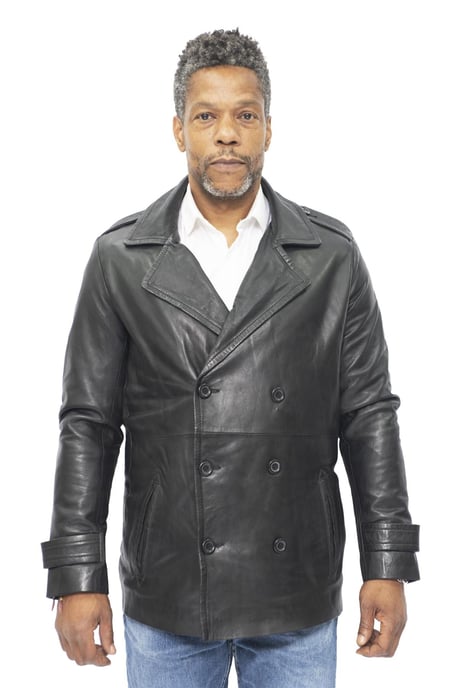 Mens Leather Peacoat-Amara