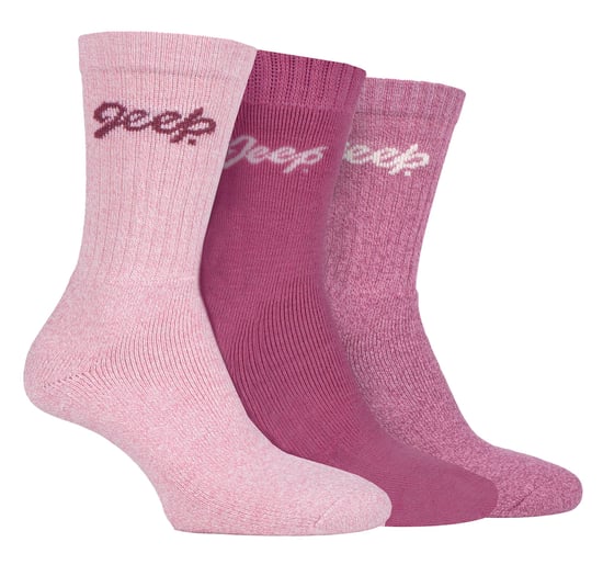 Dames Wandelsokken | Jeep | Dames Geribbelde Buitenste Neus- en Hakversterkte Sokken met Kussen - Roze / Crème - Image 1