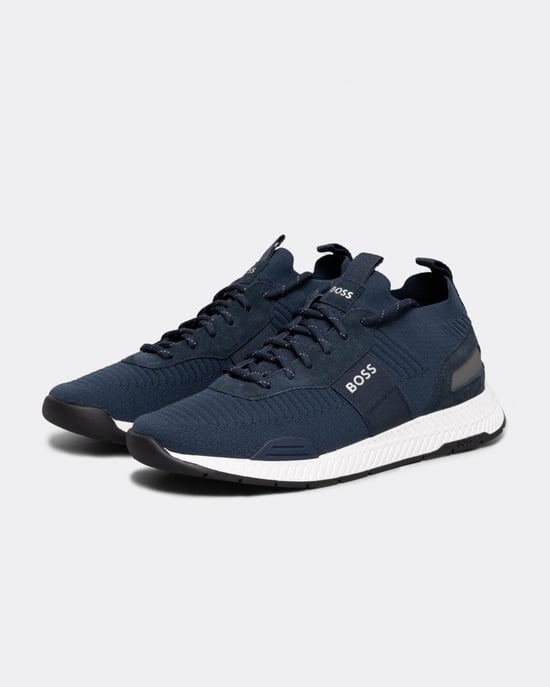 BOSS Orange Titanium_Runn Mens Structured-Knit Sock Trainers With Branding NOS - Image 1