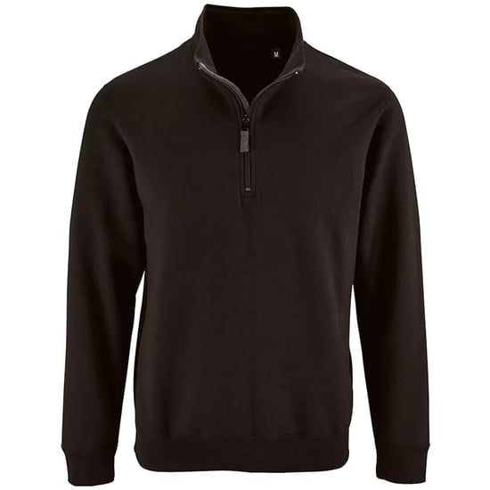 SOLS Heren Stan Contrast Zip Neck Sweatshirt (Zwart) - Image 1