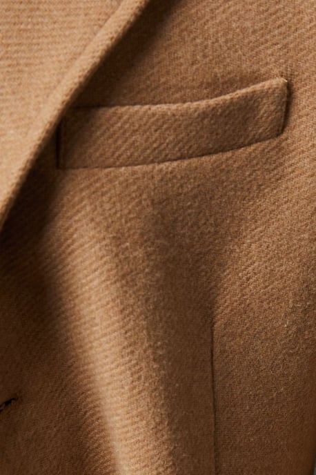 Camel Signature 3 Button Epsom Wool Blend Coat