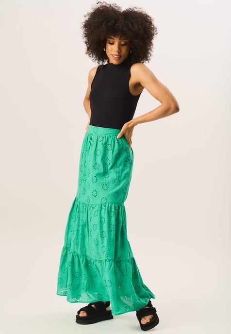 Tiered Lace Embroidered Long Skirt