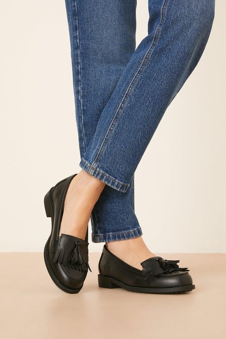 Wide Fit Leigh Fringe Loafers - Image 1
