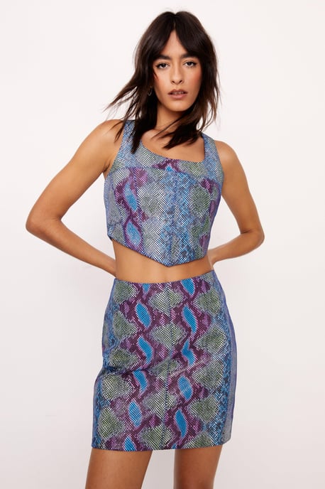 Real Leather Snake Foil Pelmet Skirt