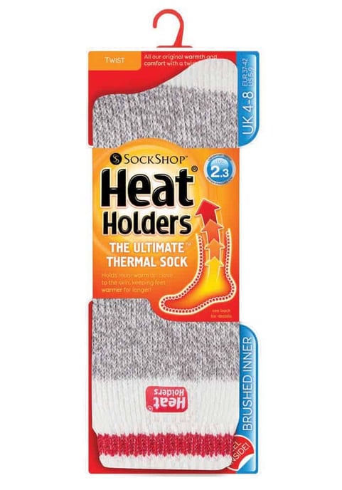 Heat Holders - Thermische sokken met damespatroon - Grijze Blok Twist - Image 2