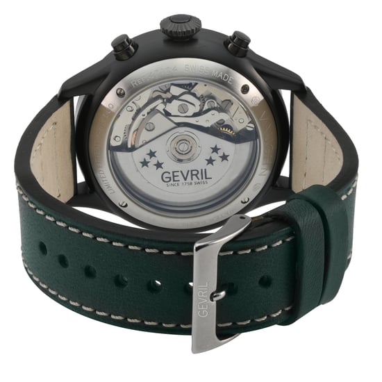 Gevril Vaughn Chronograph Green Dial Green Leather Swiss Automatic ETA 7750 Watch