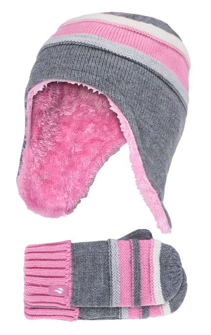 Heat Holders - Pom Pom Muts En Wanten Set Voor Meisjes - Kiezelgrijs - Image 1